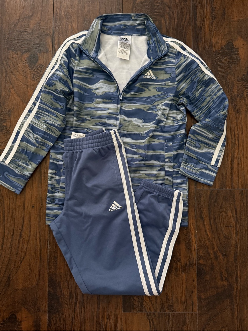 Adidas Blue & Green Track Jacket and Pants - Size 7